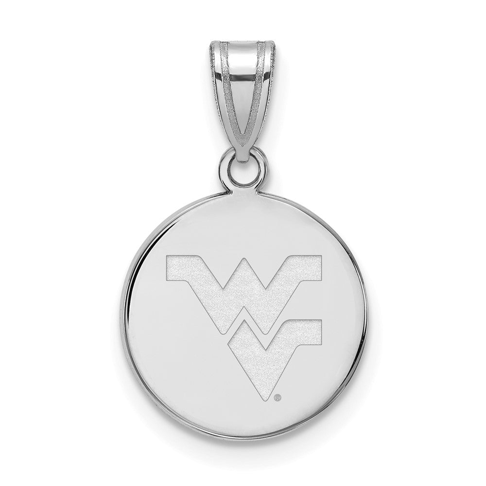 Sterling Silver Rhodium-plated LogoArt West Virginia University W-V Medium Disc Pendant