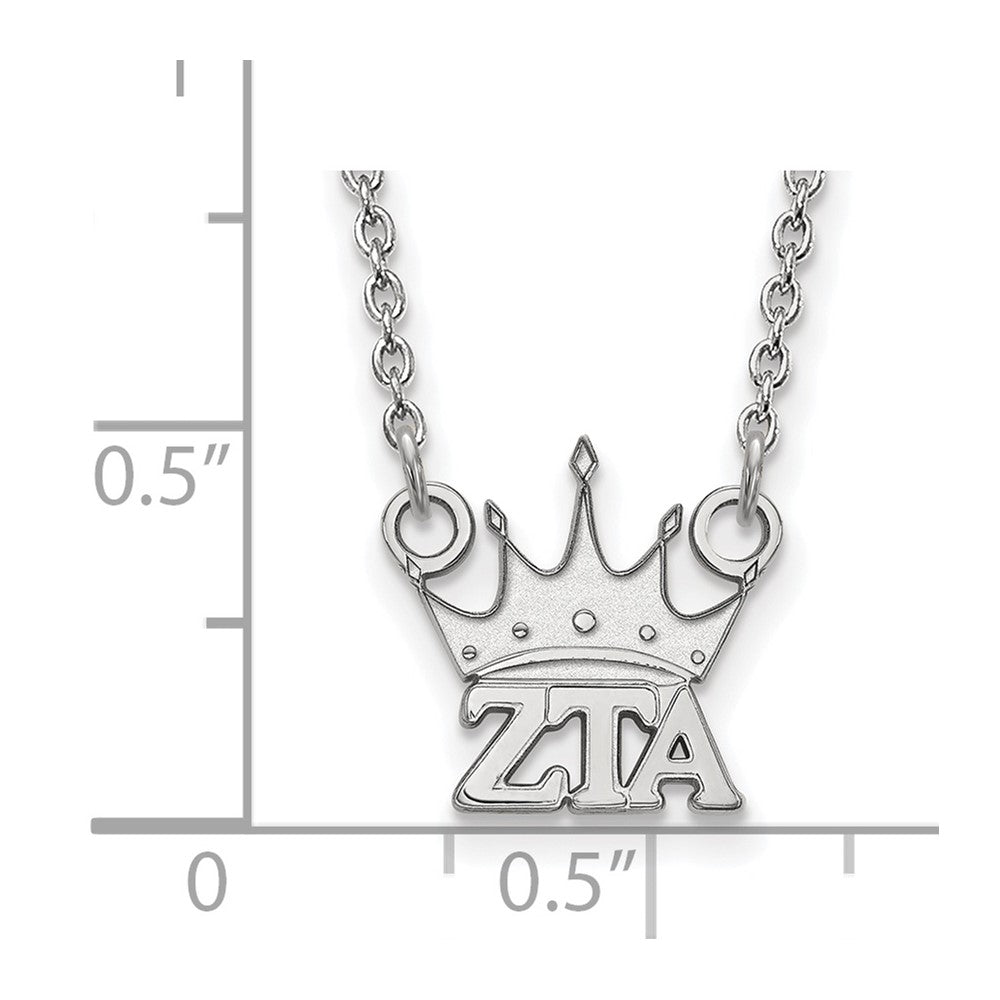 Sterling Silver Rhodium-plated LogoArt Zeta Tau Alpha Sorority Symbol Extra Small Pendant 18 inch Necklace