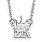 Sterling Silver Rhodium-plated LogoArt Zeta Tau Alpha Sorority Symbol Extra Small Pendant 18 inch Necklace
