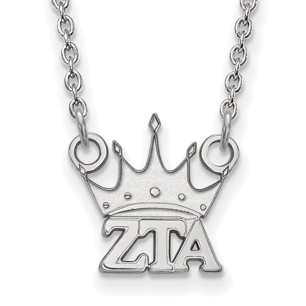 Sterling Silver Rhodium-plated LogoArt Zeta Tau Alpha Sorority Symbol Extra Small Pendant 18 inch Necklace
