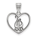 Sterling Silver Rhodium-plated LogoArt Alpha Chi Omega Sorority Symbol Heart Pendant
