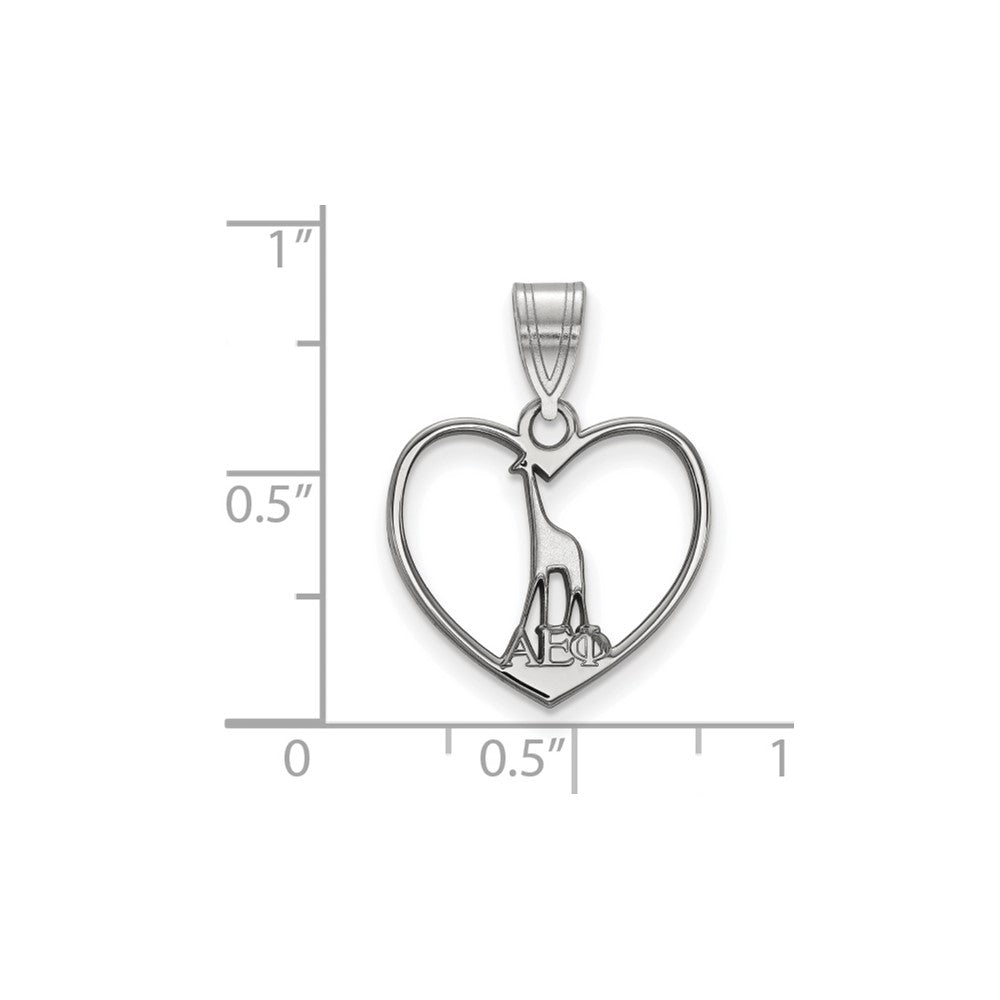 Sterling Silver Rhodium-plated LogoArt Alpha Epsilon Phi Sorority Symbol Heart Pendant