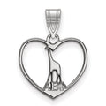 Sterling Silver Rhodium-plated LogoArt Alpha Epsilon Phi Sorority Symbol Heart Pendant