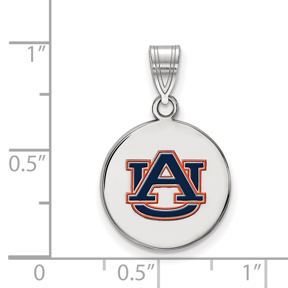 Sterling Silver Rhodium-plated LogoArt Auburn University Medium Enameled Disc Pendant
