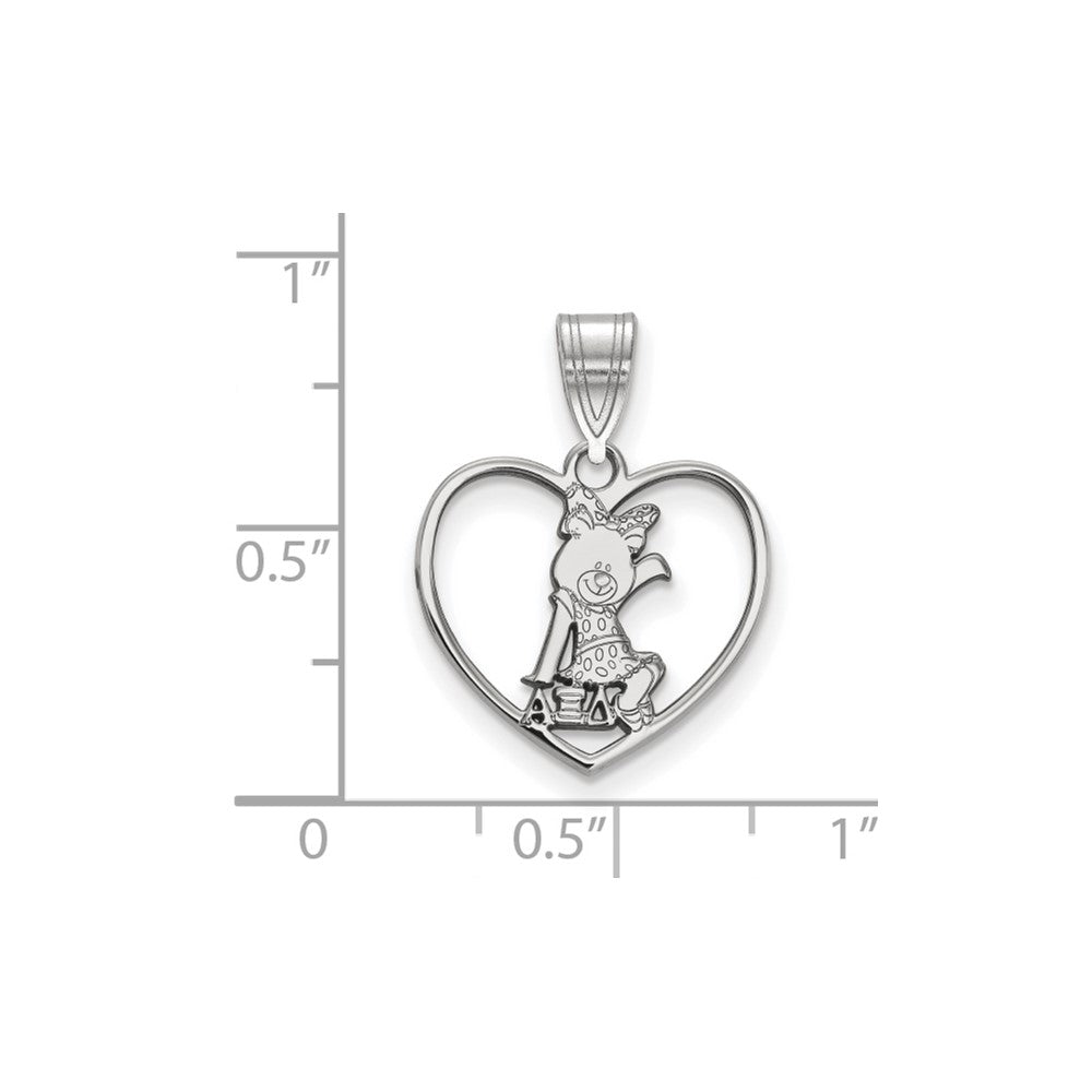 Sterling Silver Rhodium-plated LogoArt Alpha Xi Delta Sorority Symbol Heart Pendant