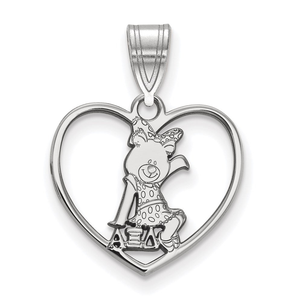 Sterling Silver Rhodium-plated LogoArt Alpha Xi Delta Sorority Symbol Heart Pendant