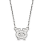 Sterling Silver Rhodium-plated NHL LogoArt Chicago Blackhawks Letter C and Tomahawk Small Pendant 18 inch Necklace