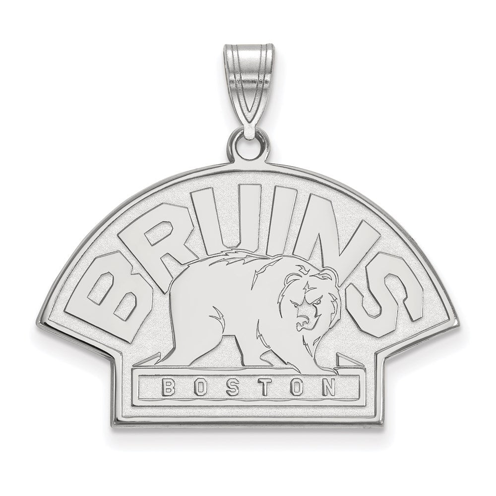 10k White Gold NHL LogoArt Boston Bruins Large Pendant