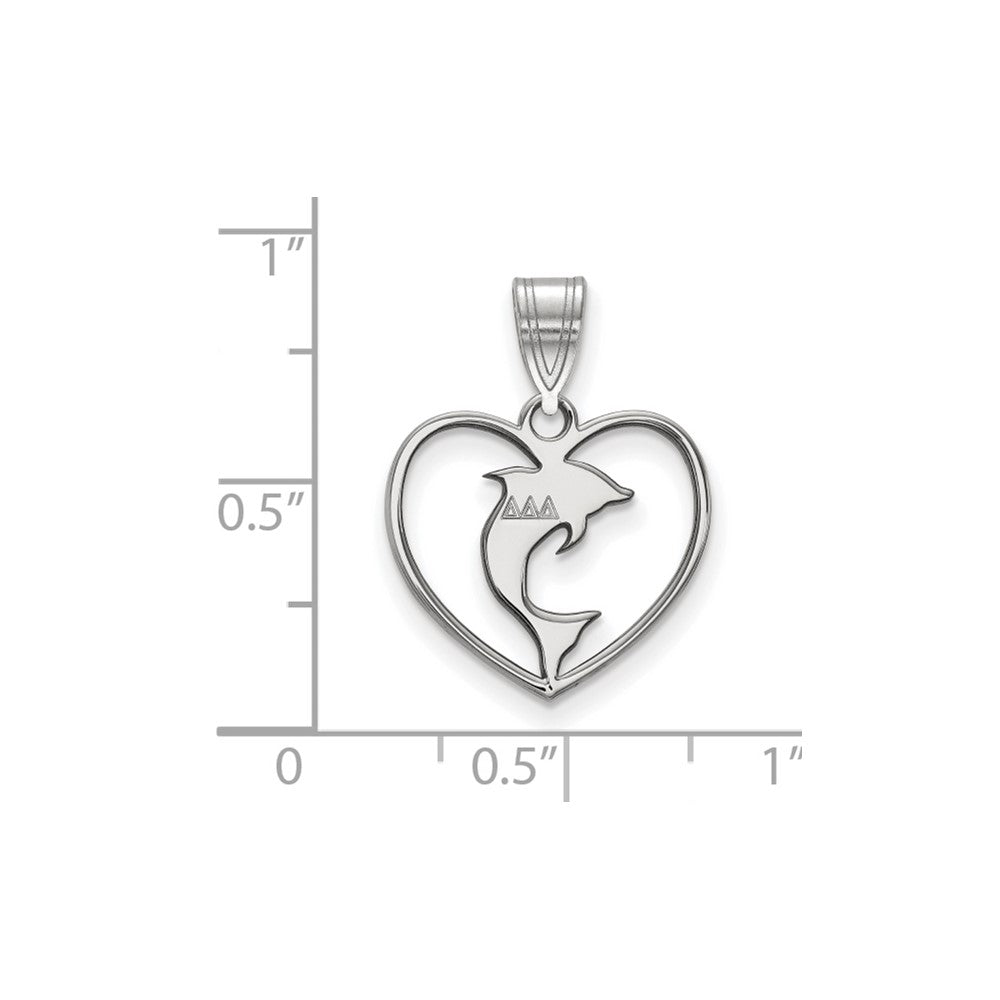 Sterling Silver Rhodium-plated LogoArt Delta Delta Delta Sorority Symbol Heart Pendant