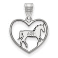 Sterling Silver Rhodium-plated LogoArt Delta Phi Epsilon Sorority Symbol Heart Pendant