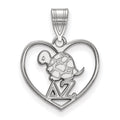 Sterling Silver Rhodium-plated LogoArt Delta Zeta Sorority Symbol Heart Pendant