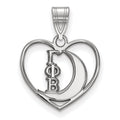 Sterling Silver Rhodium-plated LogoArt Gamma Phi Beta Sorority Symbol Heart Pendant