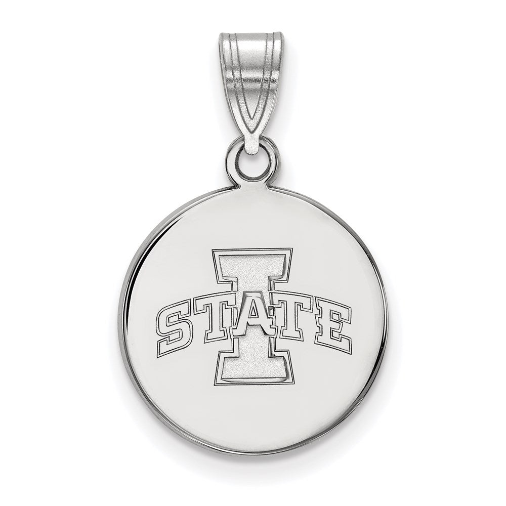 Sterling Silver Rhodium-plated LogoArt Iowa State University Medium Disc Pendant