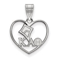 Sterling Silver Rhodium-plated LogoArt Kappa Alpha Theta Sorority Symbol Heart Pendant