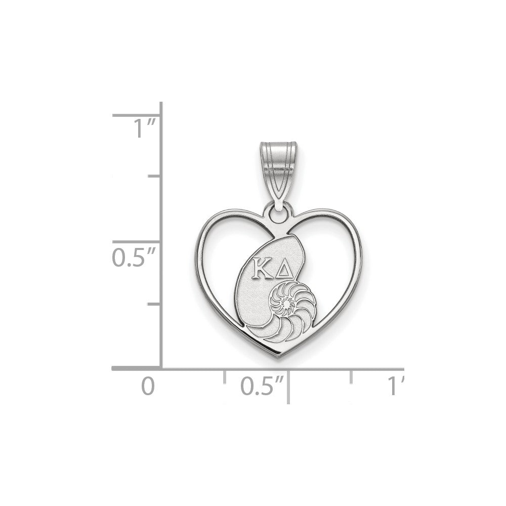 Sterling Silver Rhodium-plated LogoArt Kappa Delta Sorority Symbol Heart Pendant