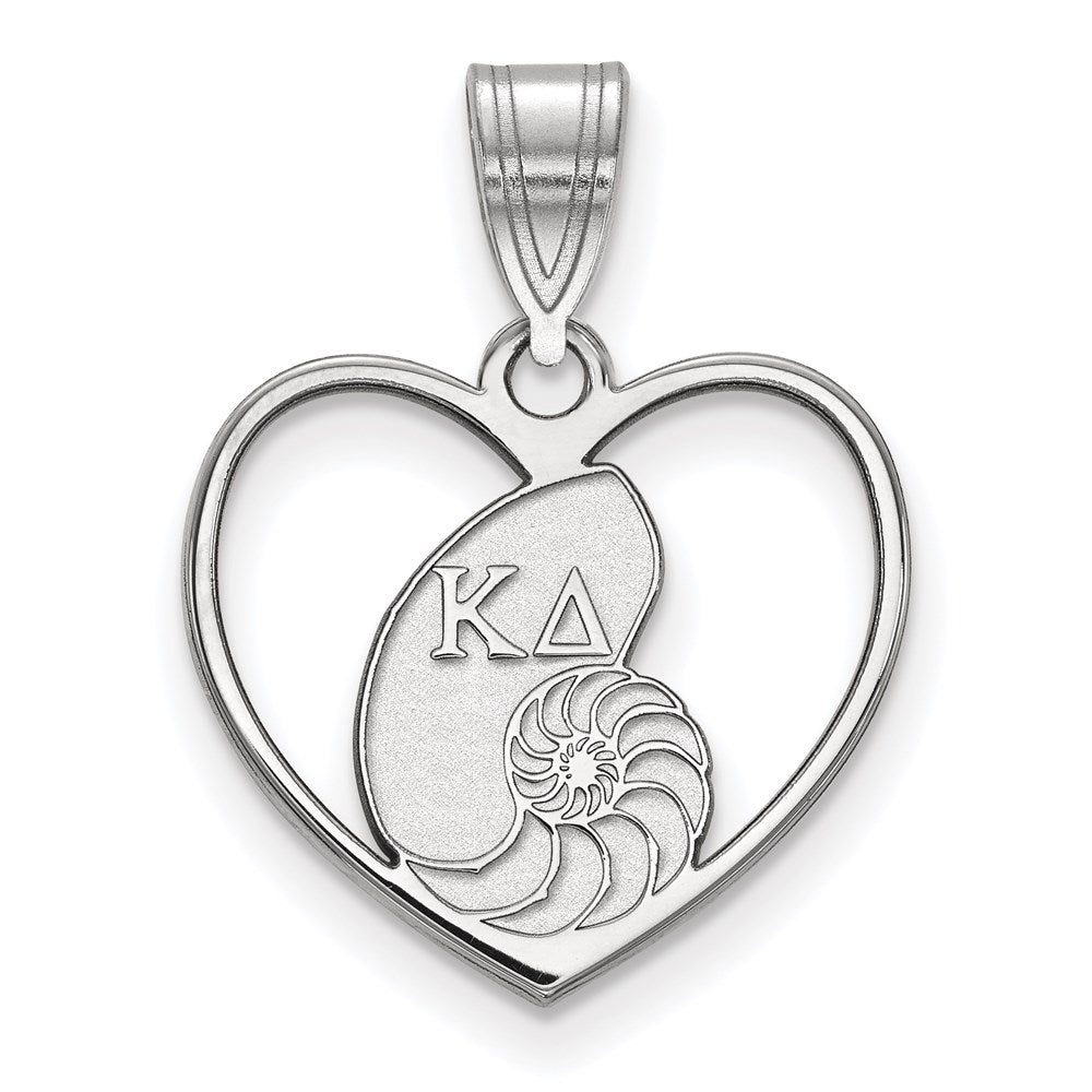Sterling Silver Rhodium-plated LogoArt Kappa Delta Sorority Symbol Heart Pendant