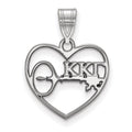 Sterling Silver Rhodium-plated LogoArt Kappa Kappa Gamma Sorority Symbol Heart Pendant