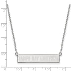 Sterling Silver Rhodium-plated NHL LogoArt Tampa Bay Lightning Small Bar 18 inch Necklace