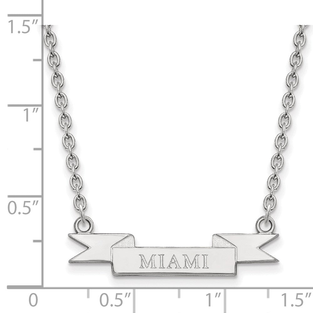 Sterling Silver Rhodium-plated LogoArt Miami University Ohio Small Banner Pendant 18 inch Necklace