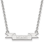Sterling Silver Rhodium-plated LogoArt Miami University Ohio Small Banner Pendant 18 inch Necklace