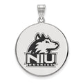 Sterling Silver Rhodium-plated LogoArt Northern Illinois University N-I-U Huskies Extra Large Enameled Disc Pendant