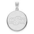 10k White Gold LogoArt Oklahoma State University O-S-U Large Disc Pendant