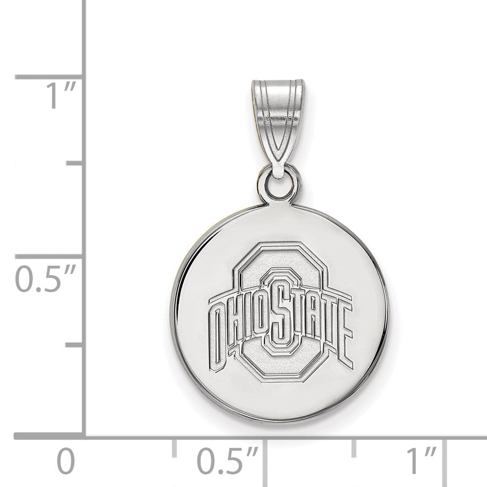 Sterling Silver Rhodium-plated LogoArt The Ohio State University Medium Disc Pendant