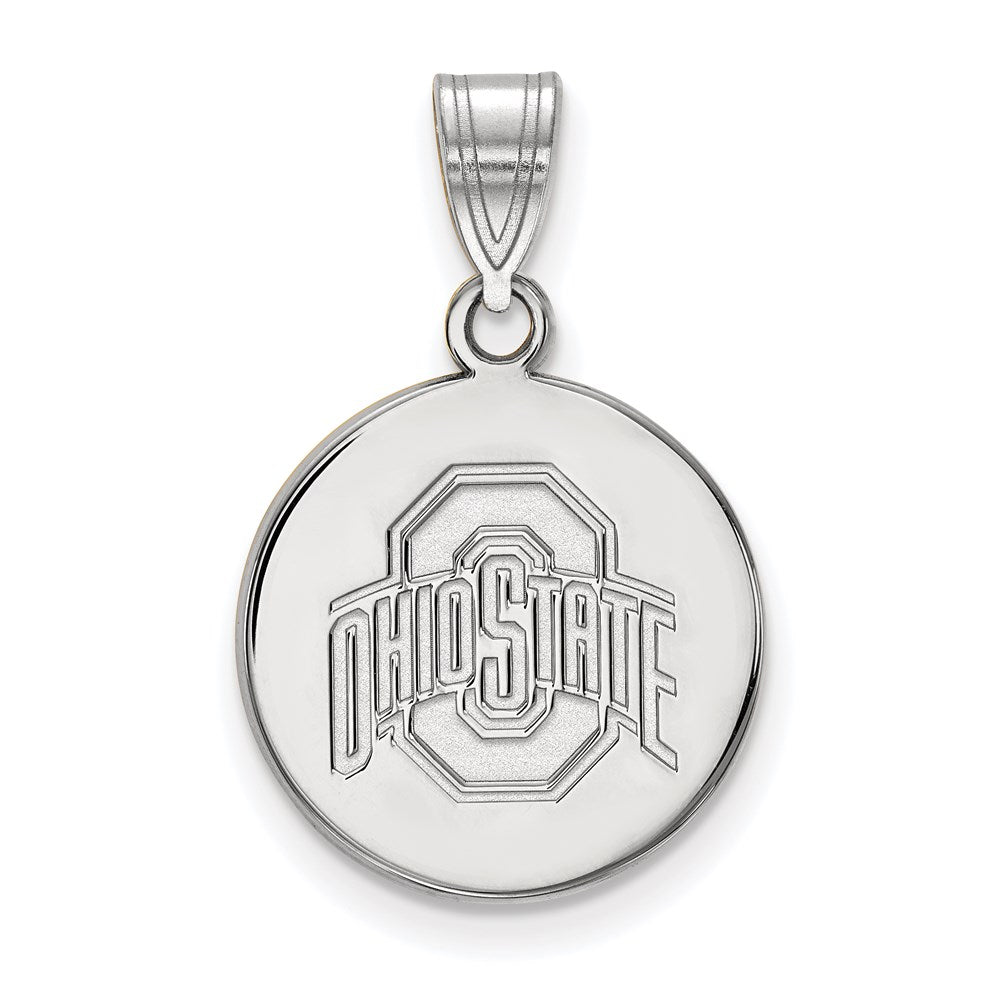 14k White Gold LogoArt The Ohio State University Medium Disc Pendant