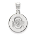 10k White Gold LogoArt The Ohio State University Medium Disc Pendant