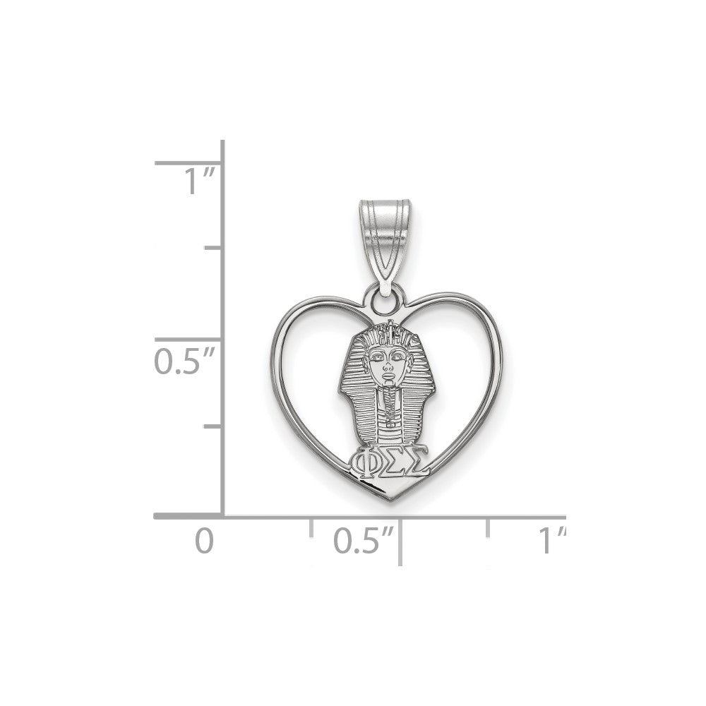 Sterling Silver Rhodium-plated LogoArt Phi Sigma Sigma Sorority Symbol Heart Pendant