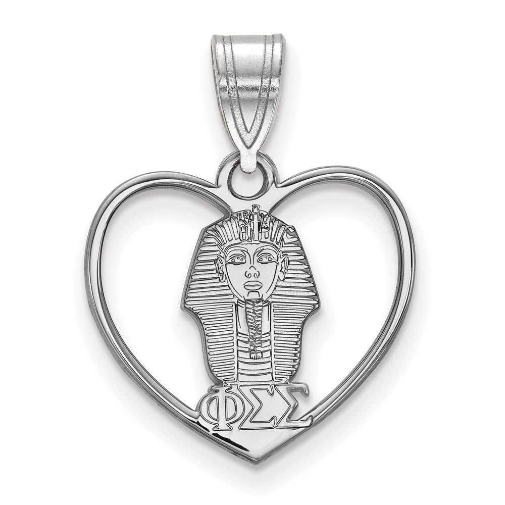 Sterling Silver Rhodium-plated LogoArt Phi Sigma Sigma Sorority Symbol Heart Pendant