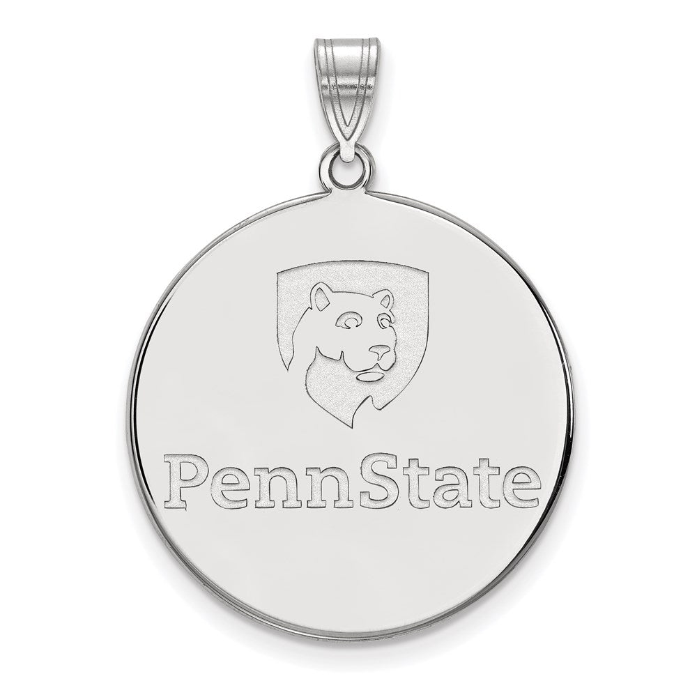 Sterling Silver Rhodium-plated LogoArt Penn State University Extra Large Disc Pendant