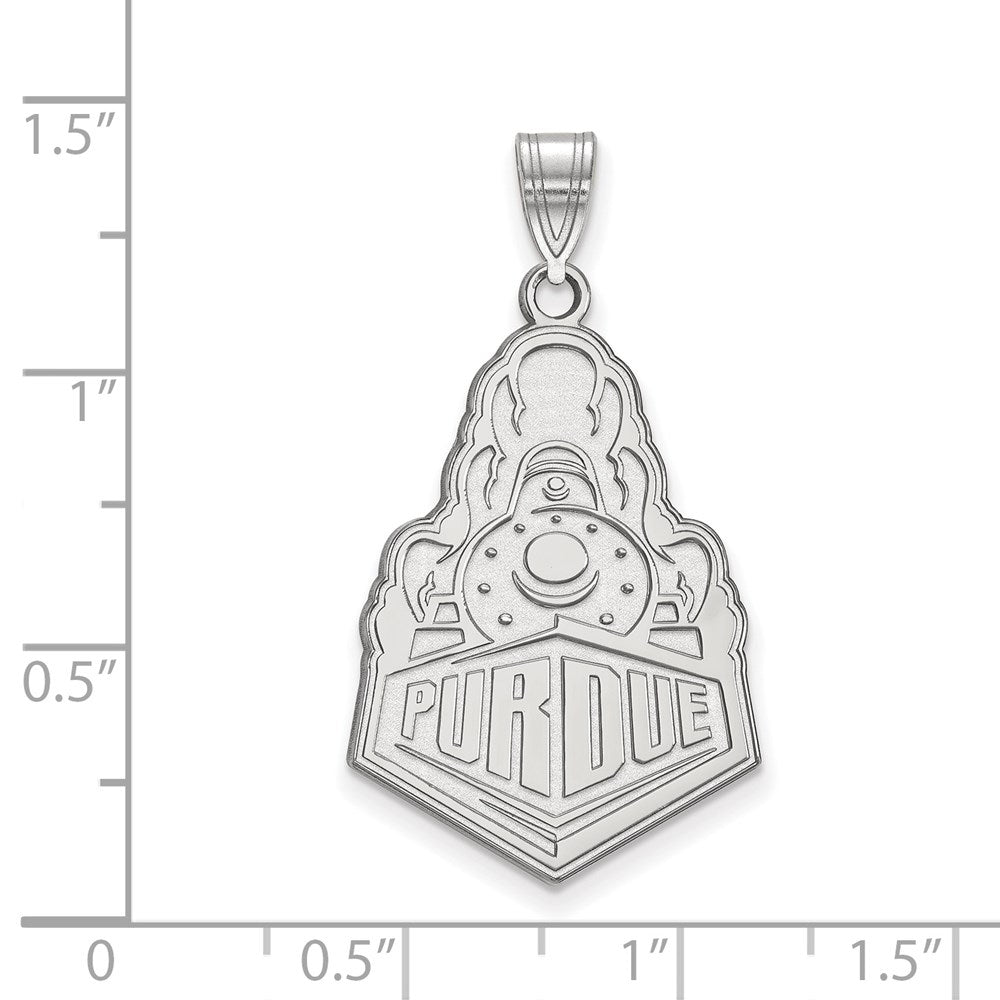 Sterling Silver Rhodium-plated LogoArt Purdue University Boilermakers Train Logo Extra Large Pendant