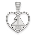Sterling Silver Rhodium-plated LogoArt Sigma Sigma Sigma Sorority Symbol Heart Pendant