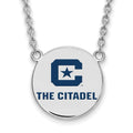 Sterling S. Rh-p LogoArt The Citadel Large Enamel Pendant w/Necklace