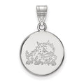 Sterling Silver Rhodium-plated LogoArt Texas Christian University Horned Frog Medium Disc Pendant