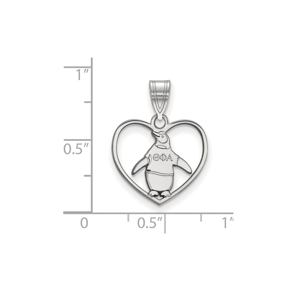 Sterling Silver Rhodium-plated LogoArt Theta Phi Alpha Sorority Symbol Heart Pendant
