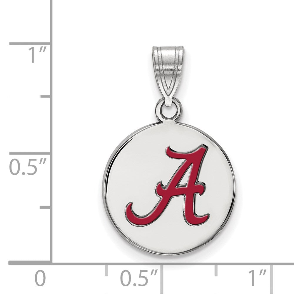 Sterling Silver Rhodium-plated LogoArt University of Alabama Letter A Medium Enameled Disc Pendant