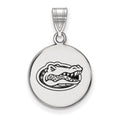 Sterling Silver Rhodium-plated LogoArt University of Florida Gator Medium Enameled Disc Pendant