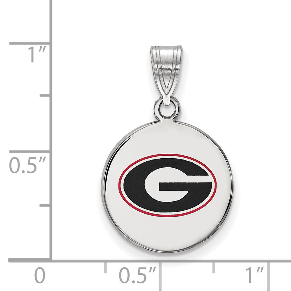 Sterling Silver Rhodium-plated LogoArt University of Georgia Letter G Medium Enameled Disc Pendant