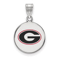 Sterling Silver Rhodium-plated LogoArt University of Georgia Letter G Medium Enameled Disc Pendant