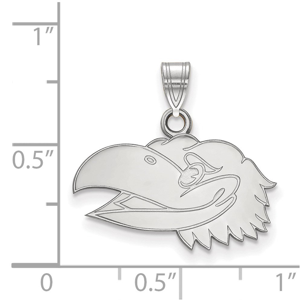 10k White Gold LogoArt University of Kansas Jayhawk Small Pendant