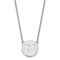 Sterling Silver Rhodium-plated LogoArt University of Michigan Letter M Large Disc 18 inch Necklace