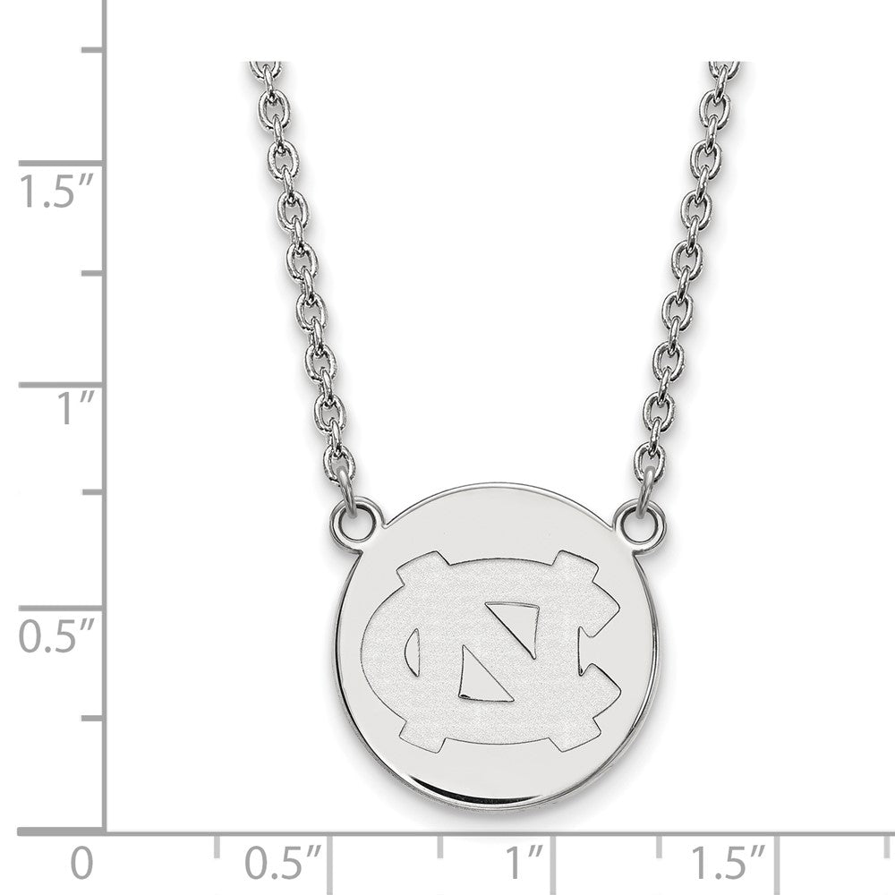 Sterling Silver Rhodium-plated LogoArt University of North Carolina Large Disc 18 inch Necklace