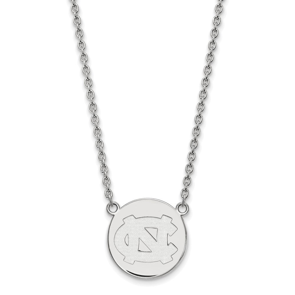 Sterling Silver Rhodium-plated LogoArt University of North Carolina Large Disc 18 inch Necklace