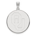 14k White Gold LogoArt University of Oklahoma O-U Extra Large Disc Pendant