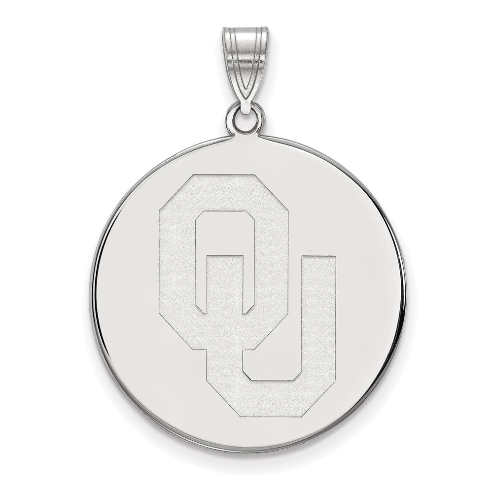 10k White Gold LogoArt Oklahoma O-U Extra Large Disc Pendant