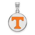 Sterling Silver Rhodium-plated LogoArt University of Tennessee Letter T Medium Enameled Disc Pendant