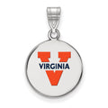 Sterling Silver Rhodium-plated LogoArt University of Virginia Medium Enameled Disc Pendant
