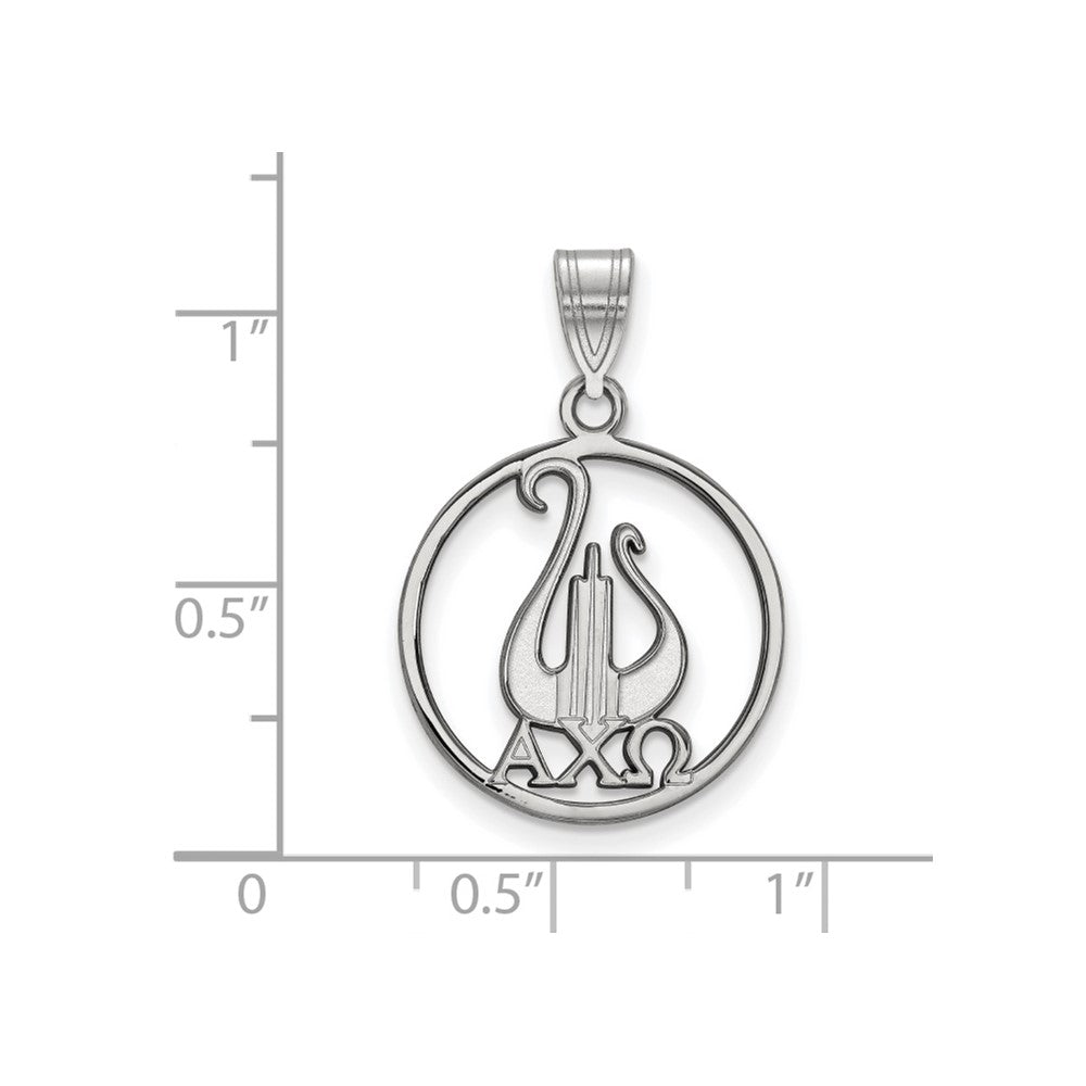 Sterling Silver Rhodium-plated LogoArt Alpha Chi Omega Sorority Symbol Large Circle Pendant